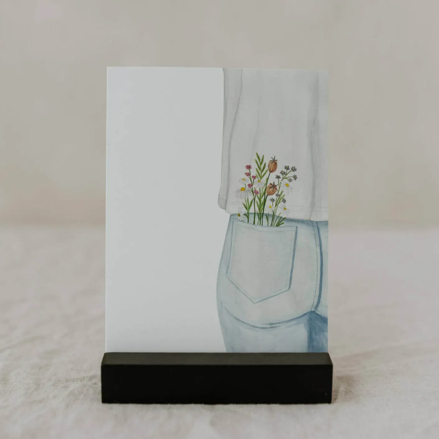 Aquarellkarte Flower Jeans