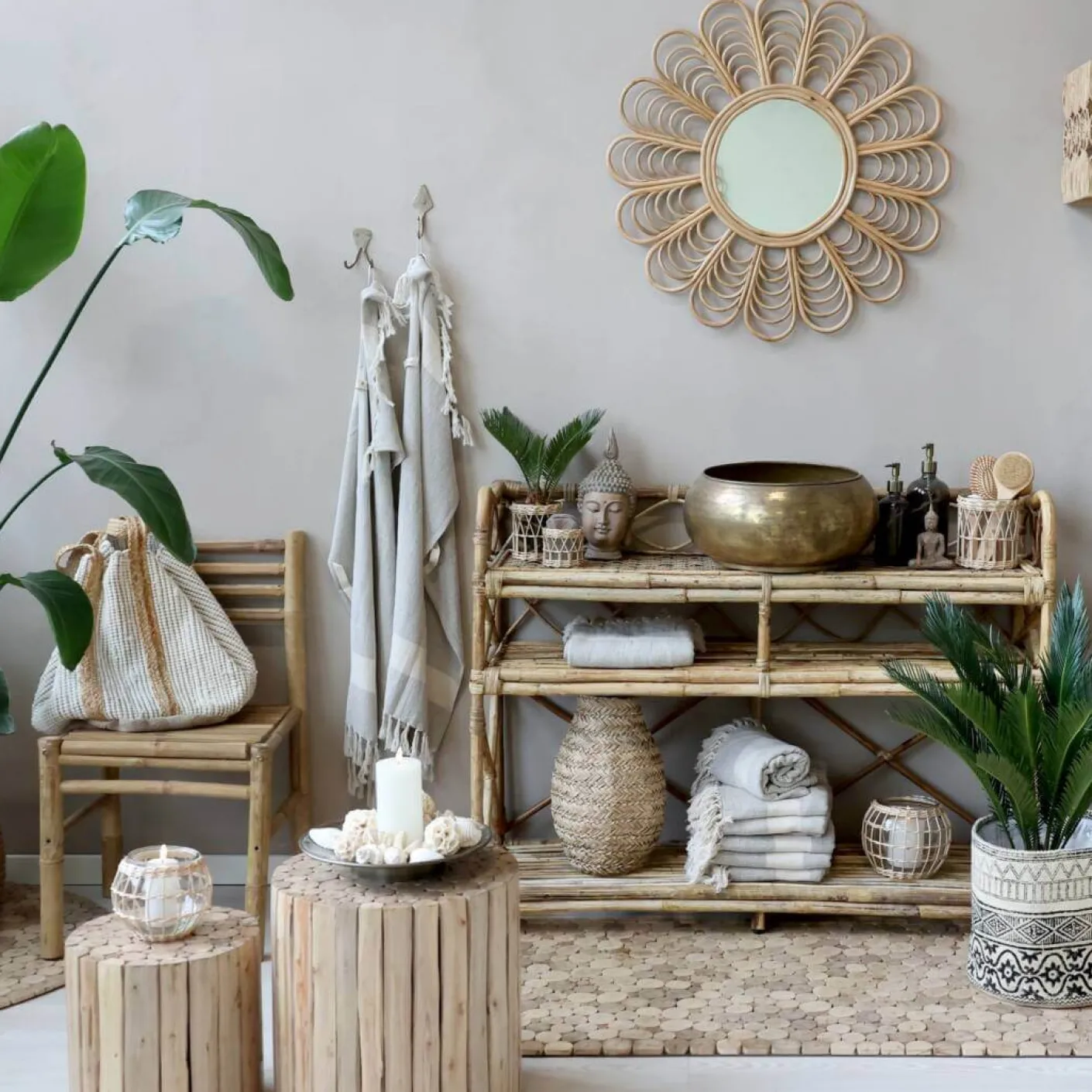 Beistell Hocker natur