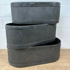 Übertopf mit Rillen oval 3er-Set