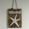 Holzschild Willkommen mit Seestern