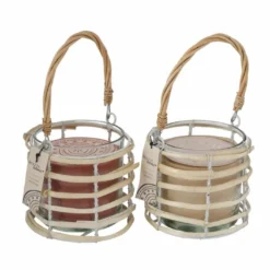 Kerzentopf Ibiza Klarglas mit Rattan