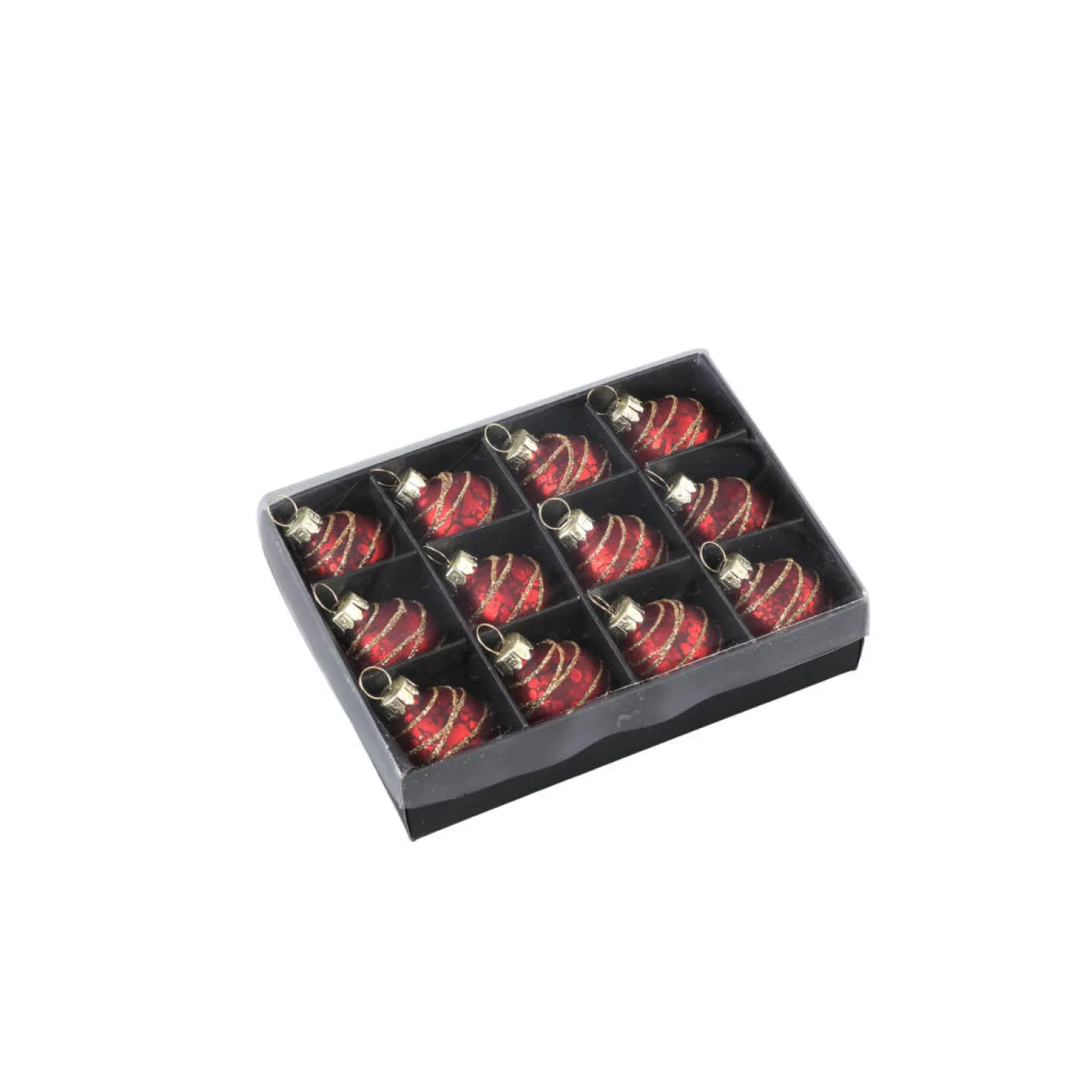 Mathilde kleine rote Glaskugel mit Glitzer 12er-Set